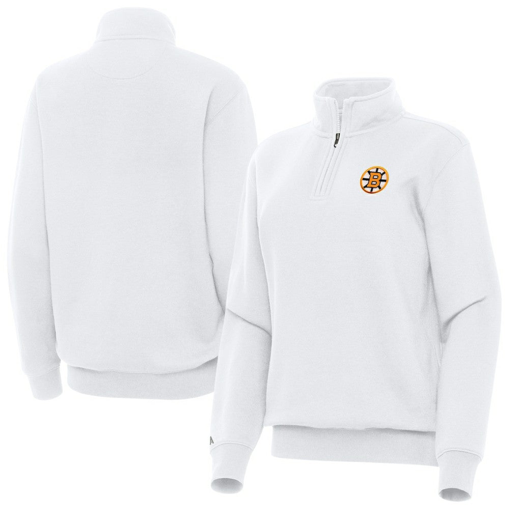 NHL Boston Bruins Antigua Women's Victory Quarter-Zip Pullover Top - White