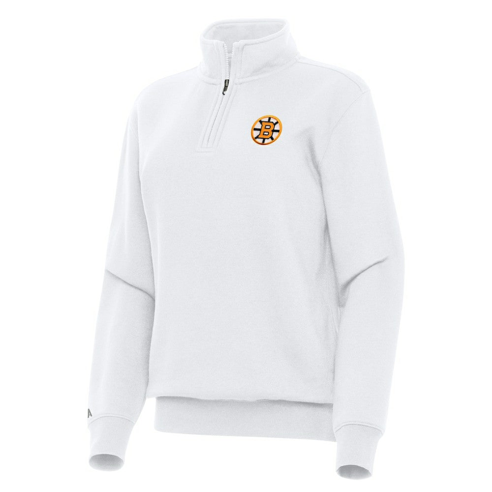 NHL Boston Bruins Antigua Women's Victory Quarter-Zip Pullover Top - White