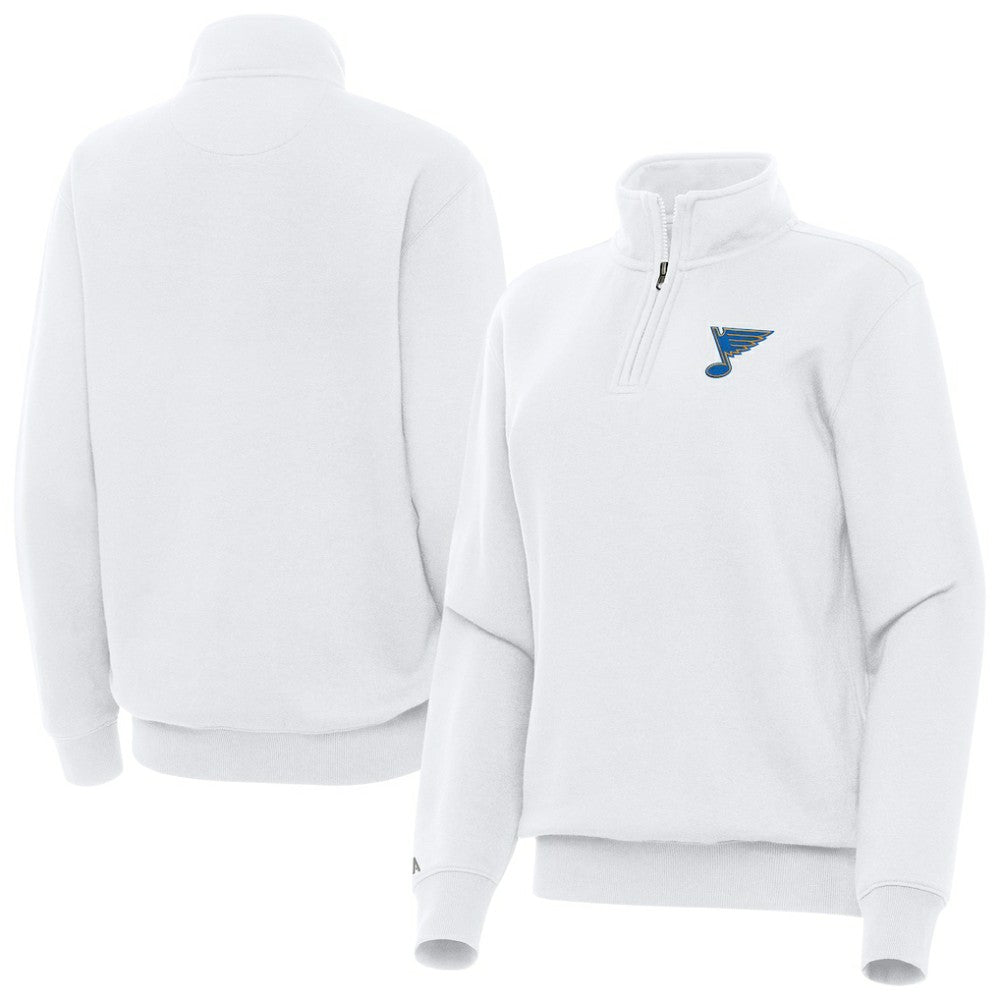 NHL St. Louis Blues Antigua Women's Victory Quarter-Zip Pullover Top - White