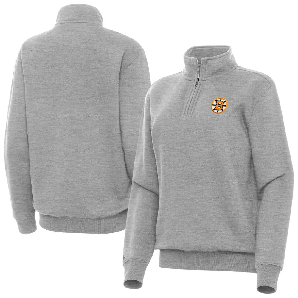 NHL Boston Bruins Antigua Women's Victory Quarter-Zip Pullover Top - Heather Gray