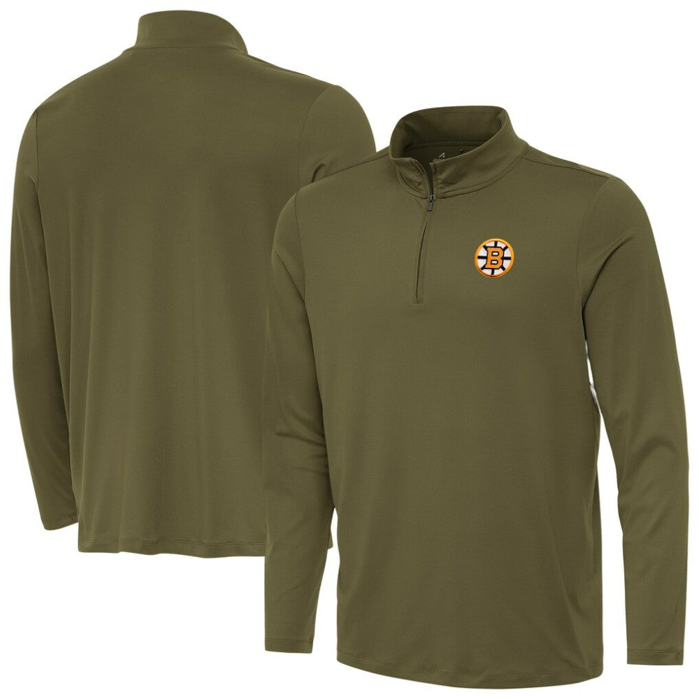 NHL Boston Bruins Antigua Reprocess Quarter-Zip Pullover - Olive
