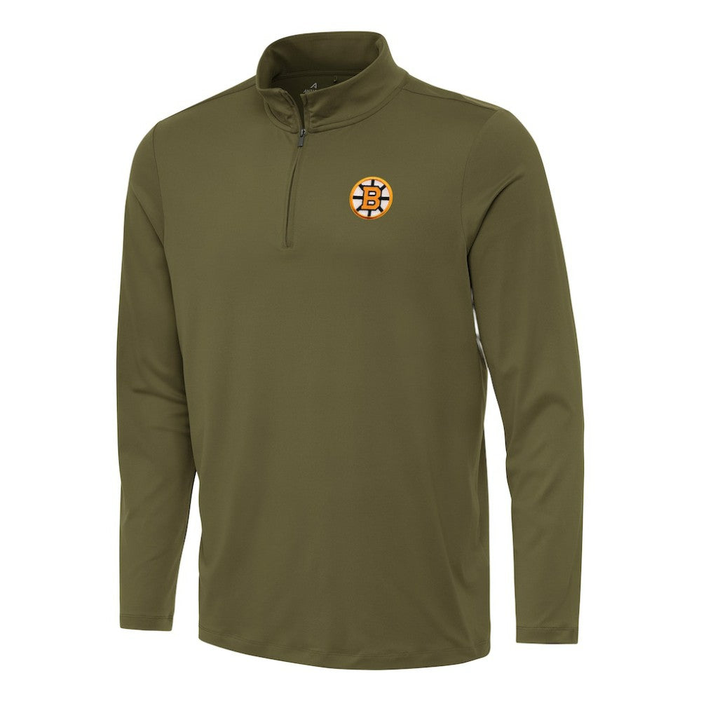 NHL Boston Bruins Antigua Reprocess Quarter-Zip Pullover - Olive