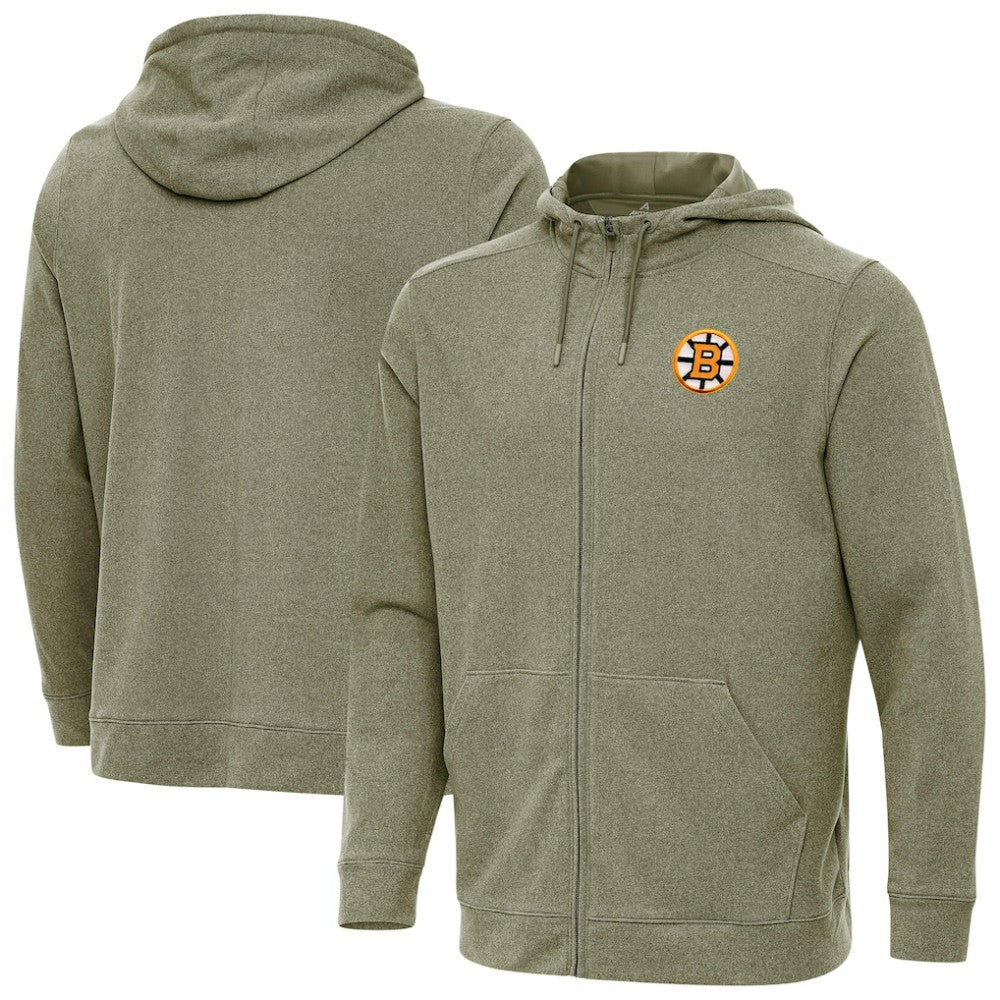 NHL Boston Bruins Antigua Effortless Full-Zip Hoodie - Olive