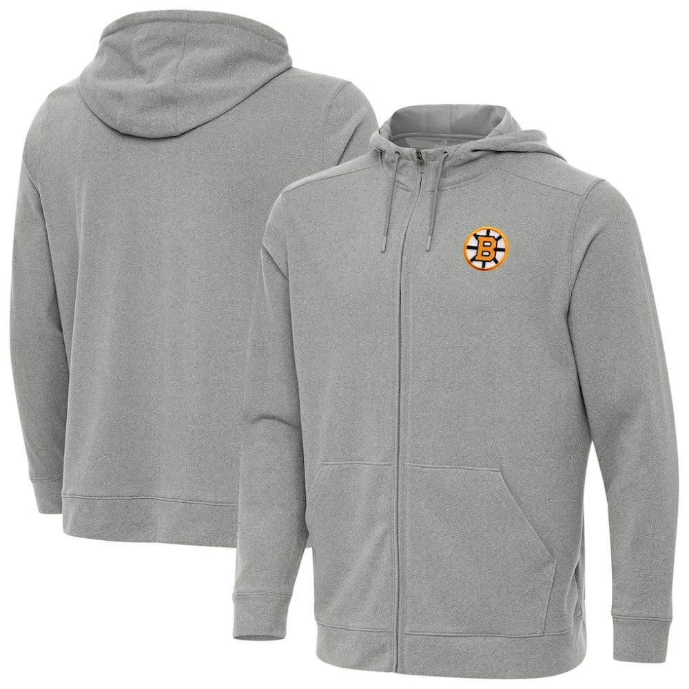 NHL Boston Bruins Antigua Effortless Full-Zip Hoodie - Heather Gray
