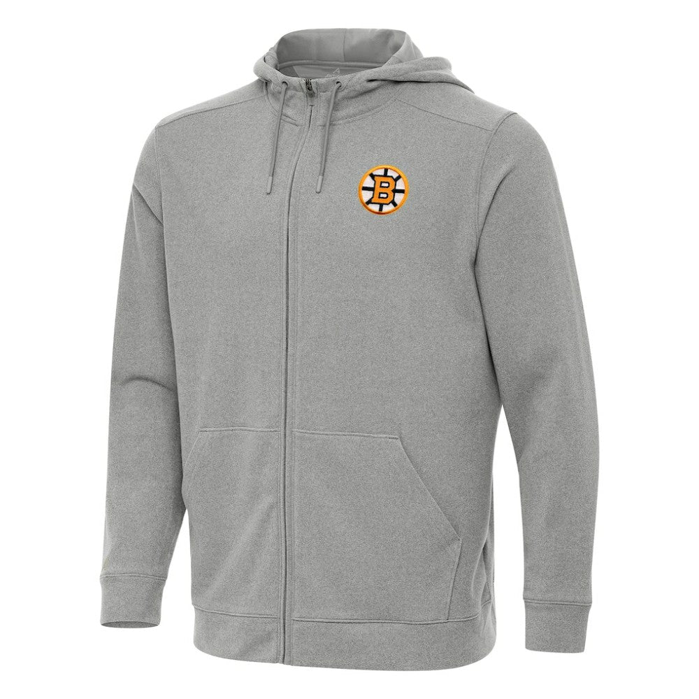 NHL Boston Bruins Antigua Effortless Full-Zip Hoodie - Heather Gray