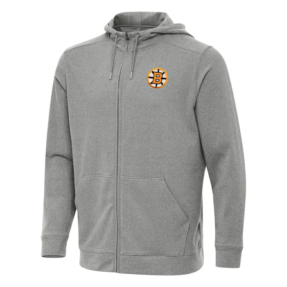 NHL Boston Bruins Antigua Effortless Full-Zip Hoodie - Heather Black