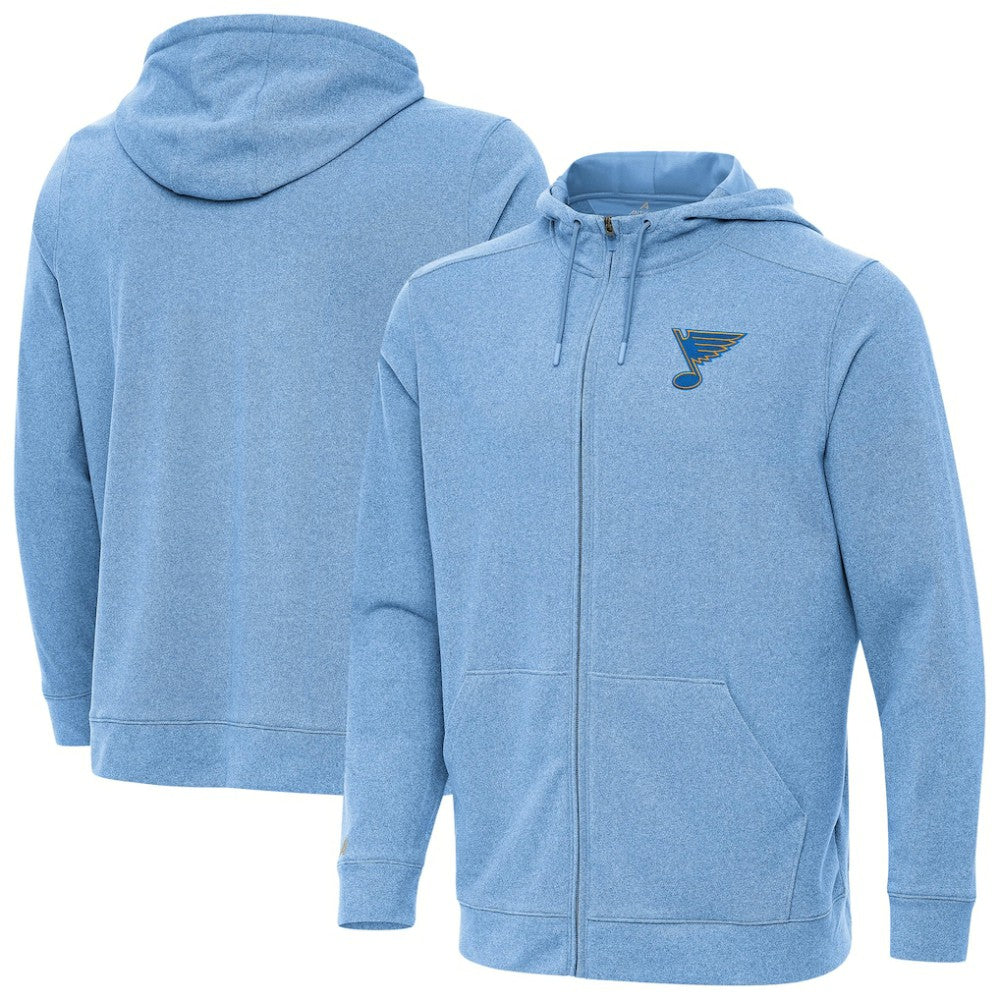 NHL St. Louis Blues Antigua Effortless Full-Zip Hoodie - Heather Blue