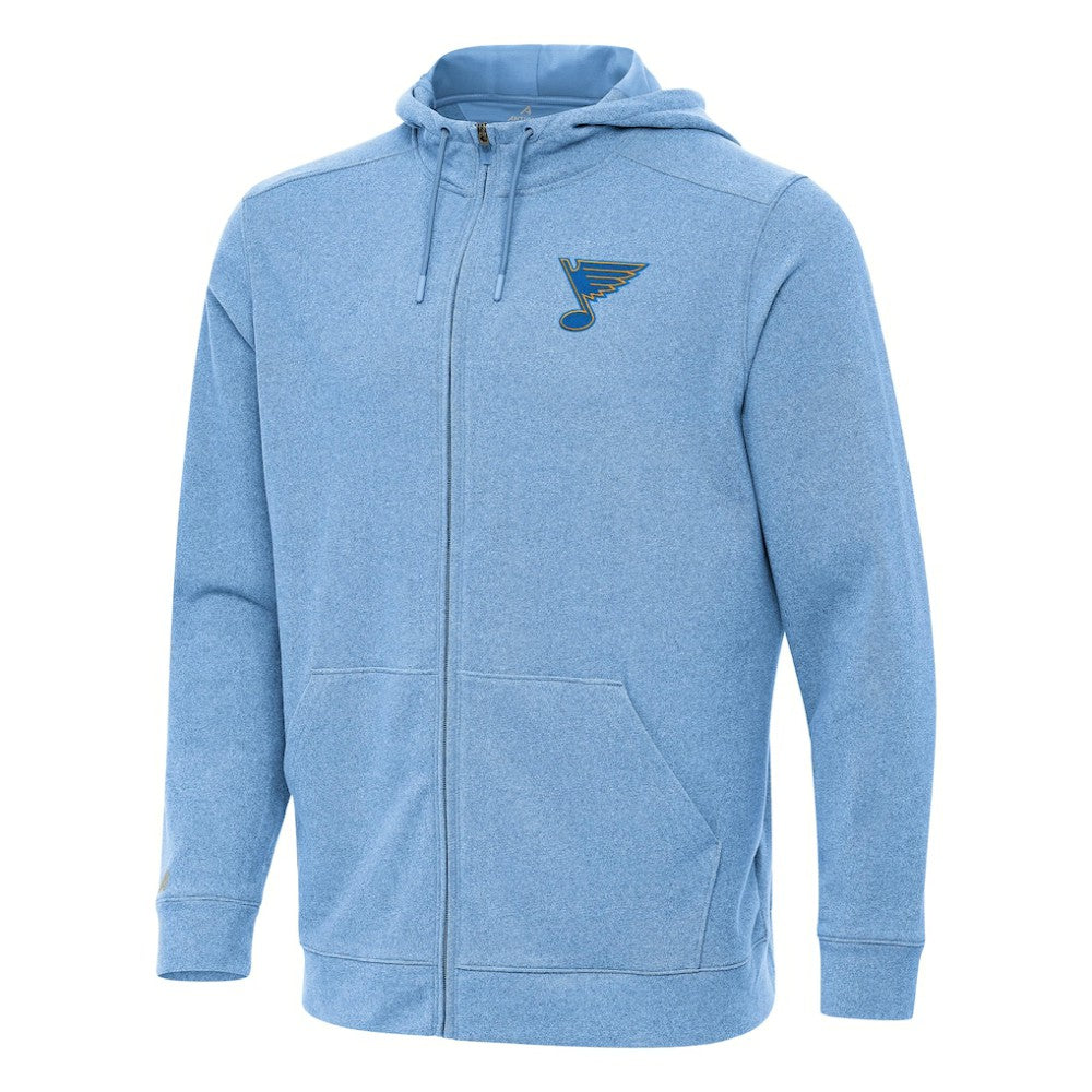 NHL St. Louis Blues Antigua Effortless Full-Zip Hoodie - Heather Blue