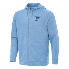 NHL St. Louis Blues Antigua Effortless Full-Zip Hoodie - Heather Blue