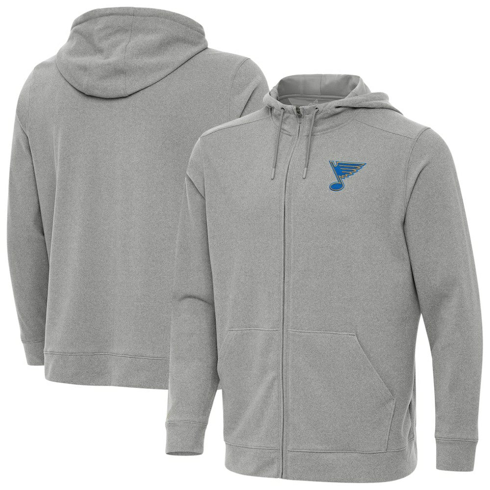 NHL St. Louis Blues Antigua Effortless Full-Zip Hoodie - Heather Gray