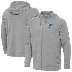 NHL St. Louis Blues Antigua Effortless Full-Zip Hoodie - Heather Gray