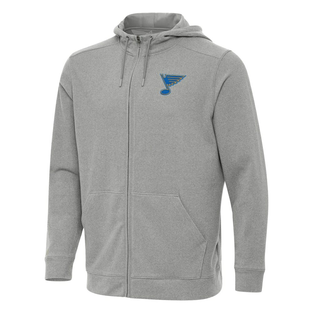 NHL St. Louis Blues Antigua Effortless Full-Zip Hoodie - Heather Gray