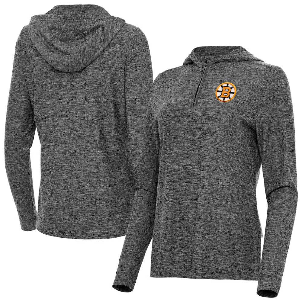 NHL Boston Bruins Antigua Women's Daybreak Quarter-Zip Hoodie - Heather Black