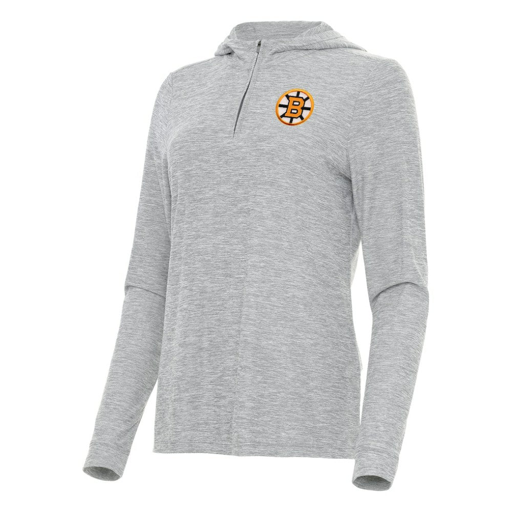 NHL Boston Bruins Antigua Women's Daybreak Quarter-Zip Hoodie - Heather Gray