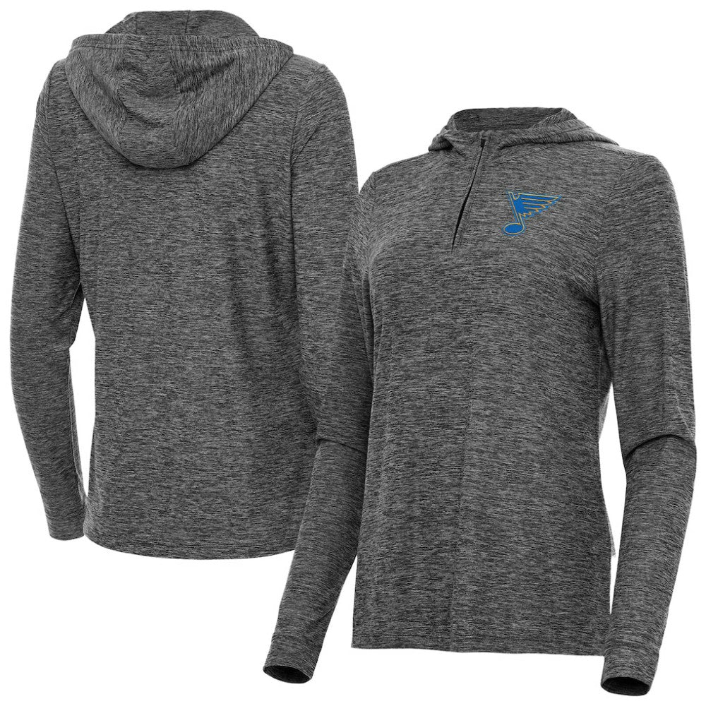 NHL St. Louis Blues Antigua Women's Daybreak Quarter-Zip Hoodie - Heather Black