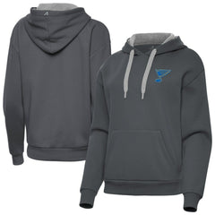 NHL St. Louis Blues Antigua Women's Victory Pullover Hoodie - Charcoal