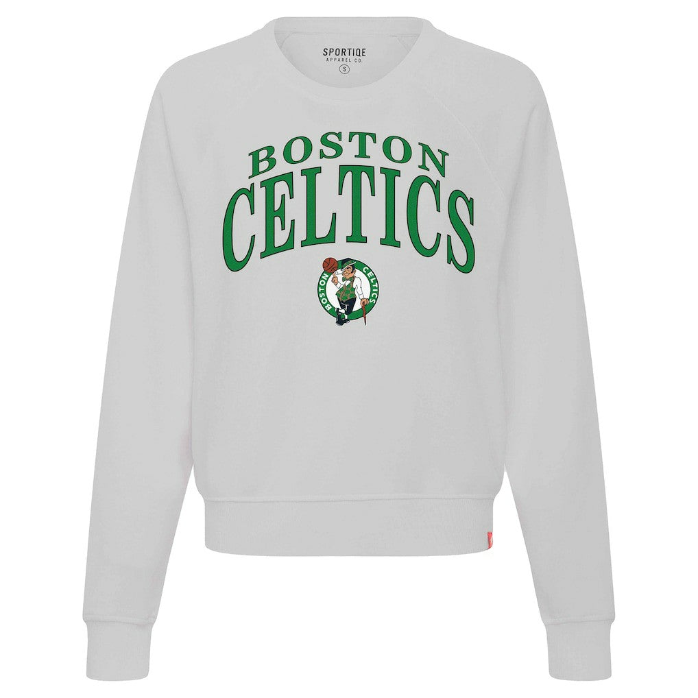 Boston Celtics Sportiqe Women's Genuine Issue Collection Ashlyn Cropped Sweatshirt Gray