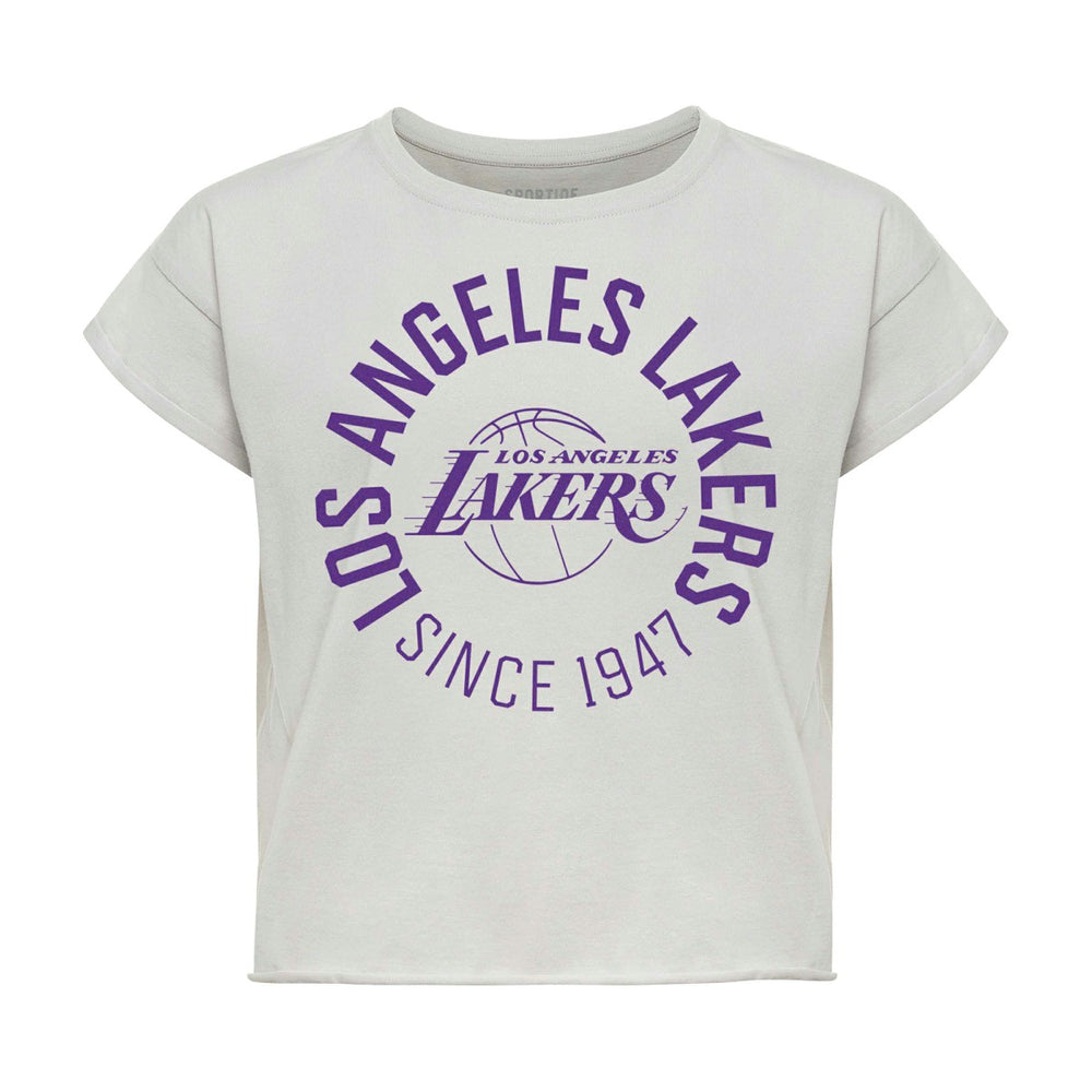 Los Angeles Lakers Sportiqe Women's Cropped Genuine Issue Collection Alana T-Shirt Gray
