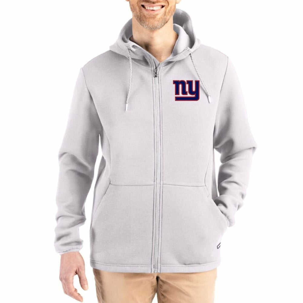 New York Giants Cutter & Buck Roam Epic Comfort Recycled Full-Zip Hoodie Jacket Gray