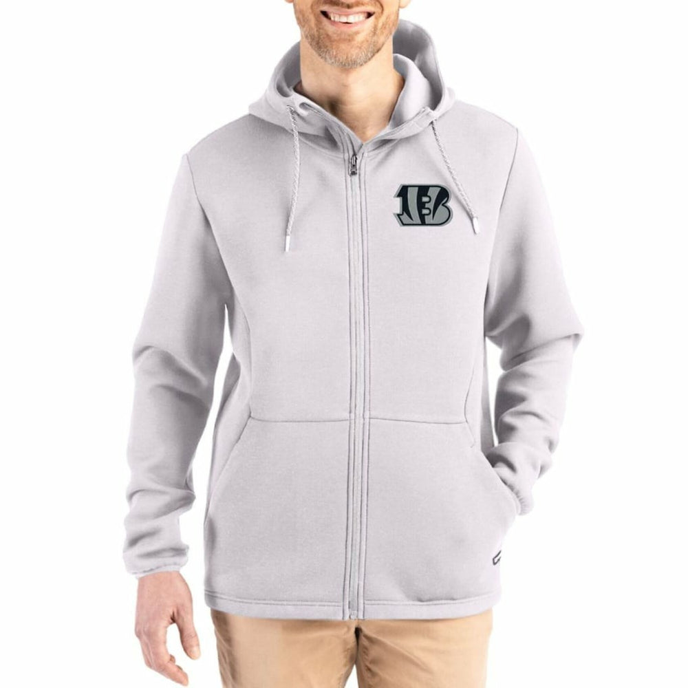 Cincinnati Bengals Cutter & Buck Roam Epic Comfort Recycled Full-Zip Hoodie Jacket Gray