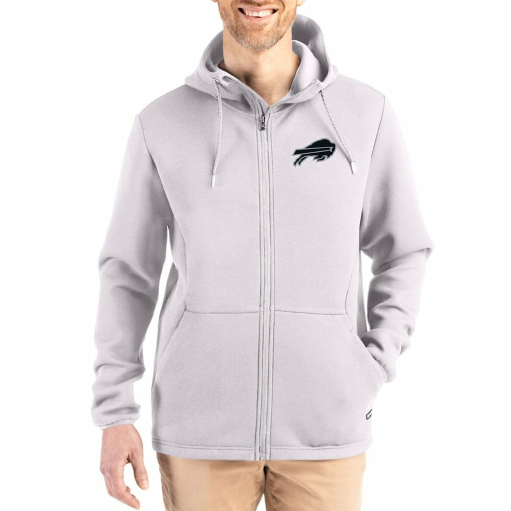Buffalo Bills Cutter & Buck Roam Epic Comfort Recycled Full-Zip Hoodie Jacket Gray