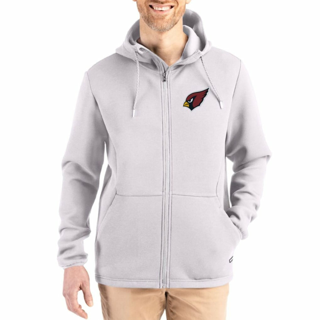 Arizona Cardinals Cutter & Buck Roam Epic Comfort Recycled Full-Zip Hoodie Jacket Gray