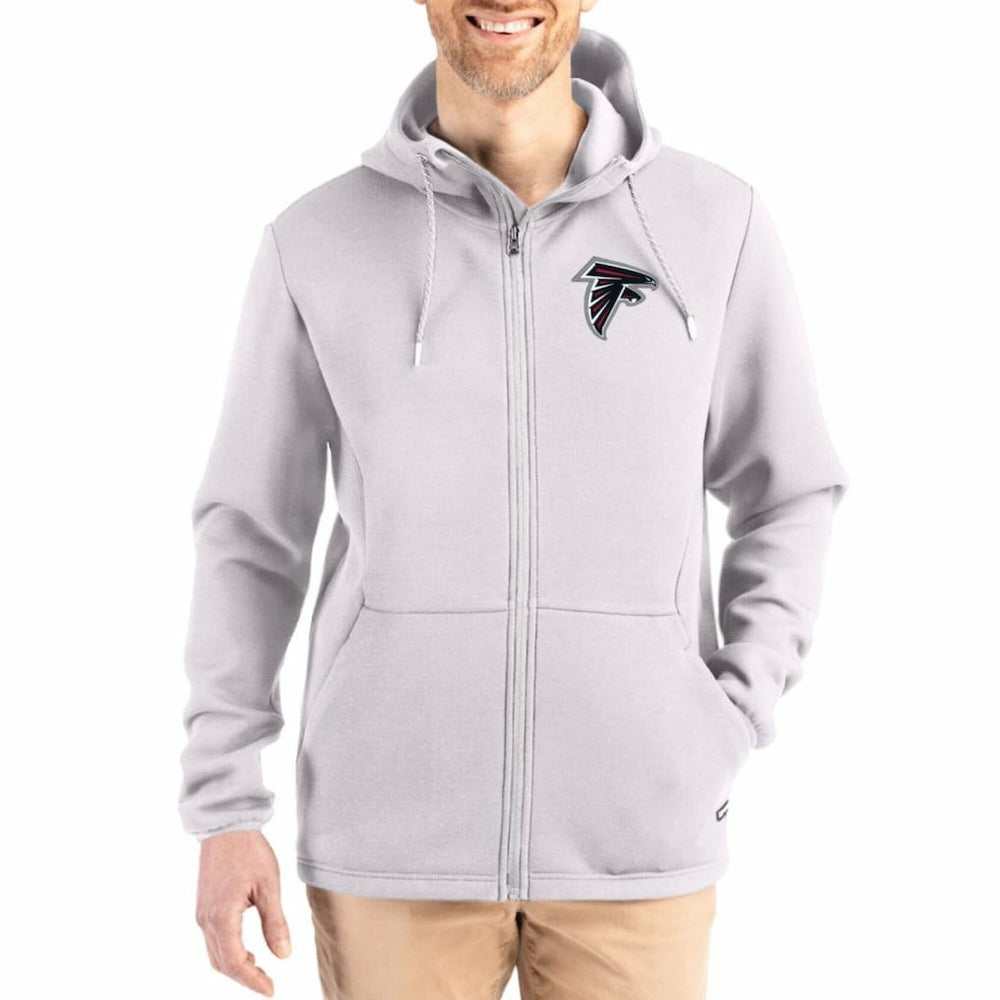 Atlanta Falcons Cutter & Buck Roam Epic Comfort Recycled Full-Zip Hoodie Jacket Gray