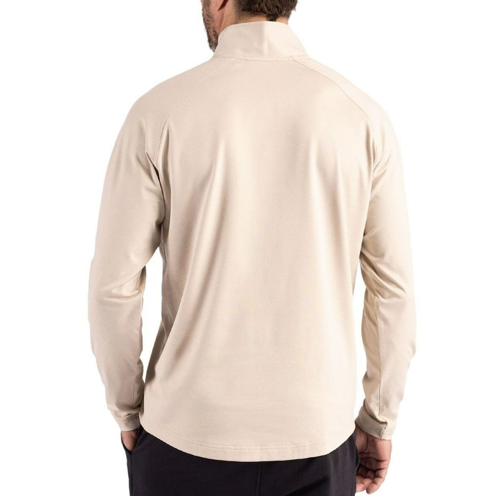 Philadelphia Eagles Cutter & Buck Adapt Eco Knit Hybrid Recycled Quarter-Zip Jacket Light Brown