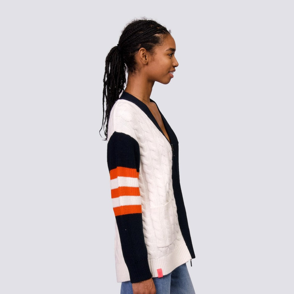 San Francisco Giants Lusso Women's Shyla Knit V-Neck Full-Zip Sweater - Black/White