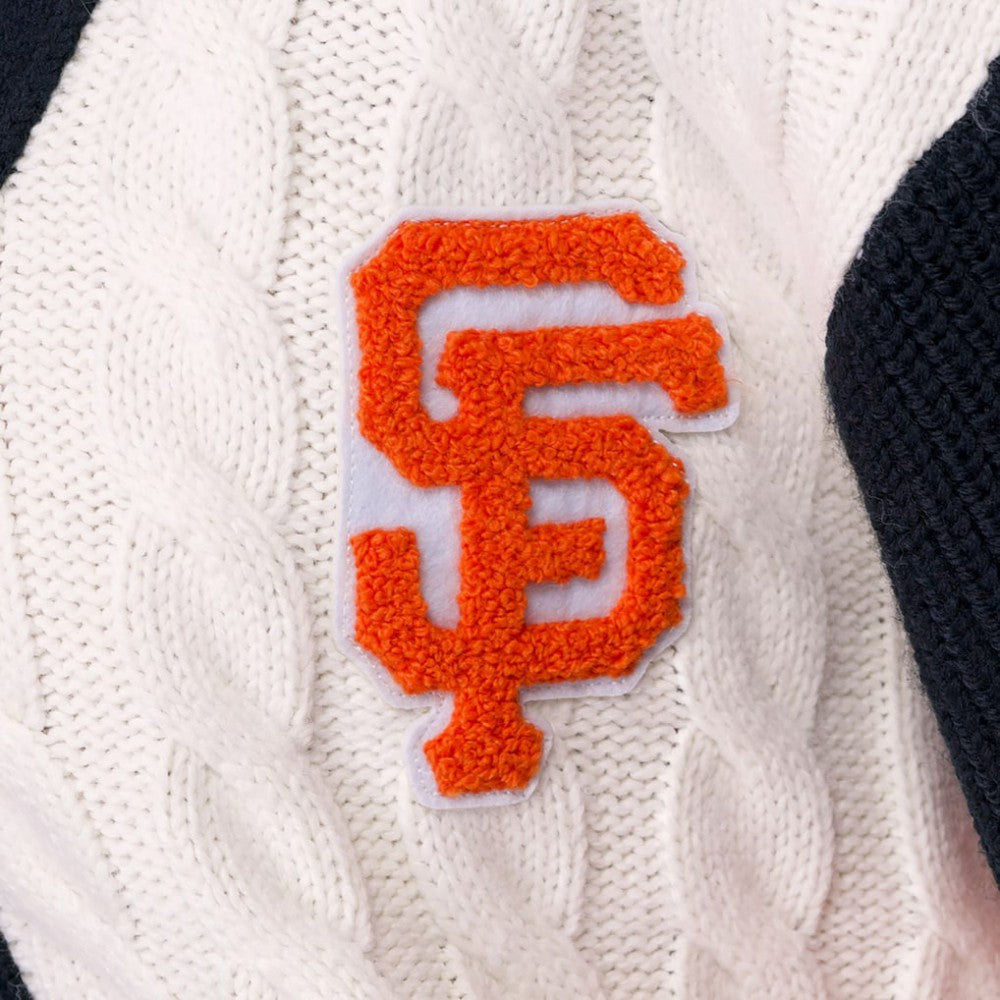 San Francisco Giants Lusso Women's Shyla Knit V-Neck Full-Zip Sweater - Black/White