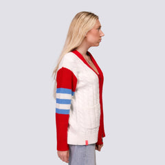 St. Louis Cardinals Lusso Women's Shyla Knit V-Neck Full-Zip Sweater - Red/White