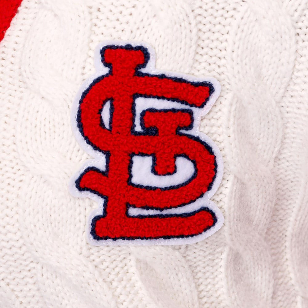 St. Louis Cardinals Lusso Women's Shyla Knit V-Neck Full-Zip Sweater - Red/White