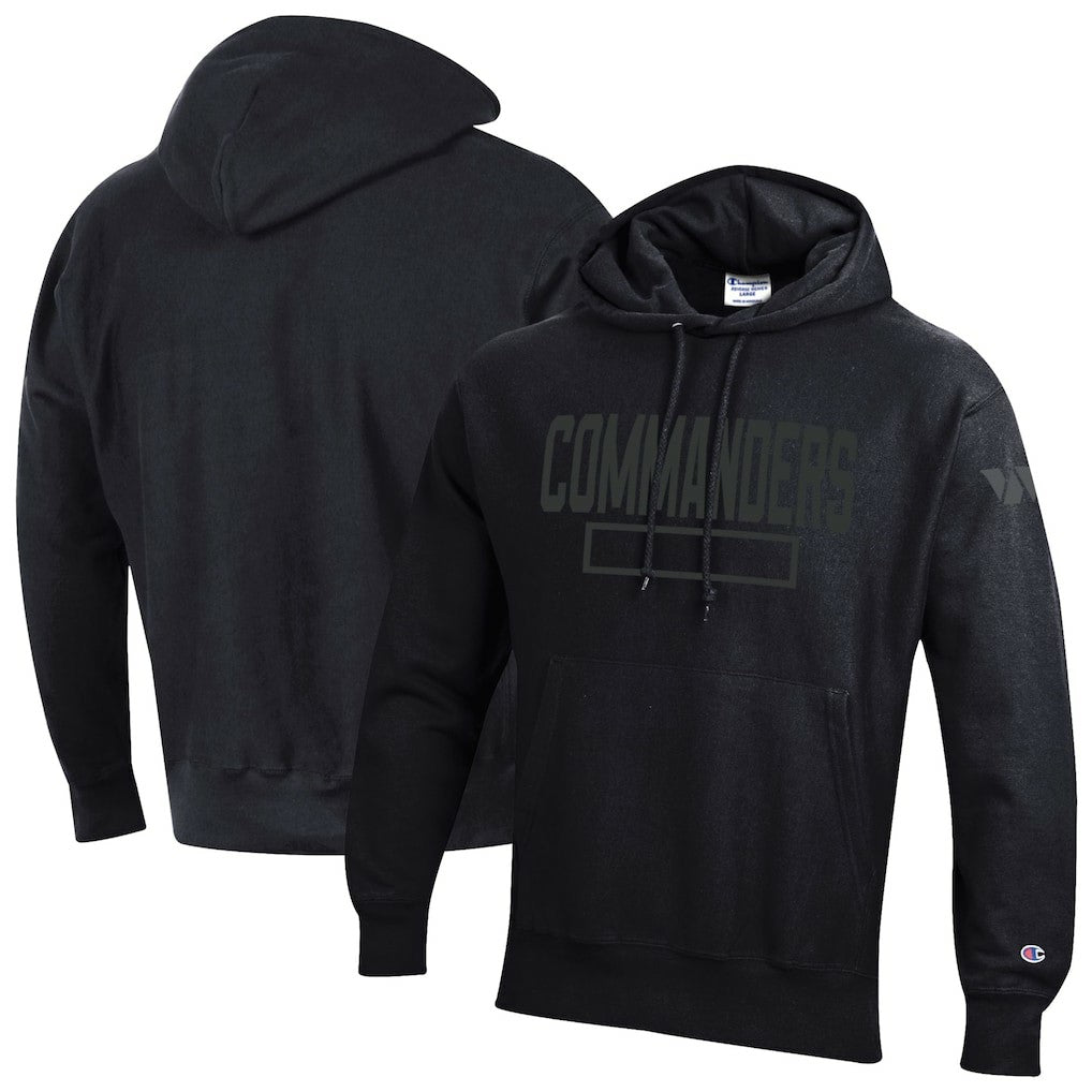 Washington Commanders Champion Tonal Reverse Weave Fleece Hoodie Black