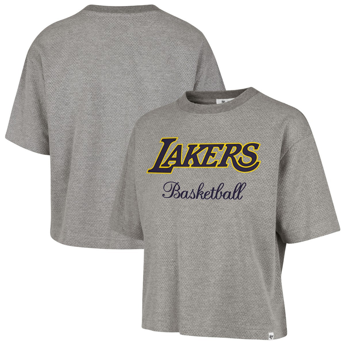 Los Angeles Lakers '47 Women's Pivot Drop Needle Cropped T-Shirt Gray