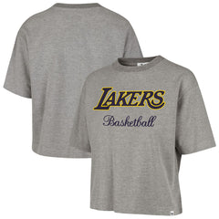 Los Angeles Lakers '47 Women's Pivot Drop Needle Cropped T-Shirt Gray