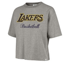 Los Angeles Lakers '47 Women's Pivot Drop Needle Cropped T-Shirt Gray