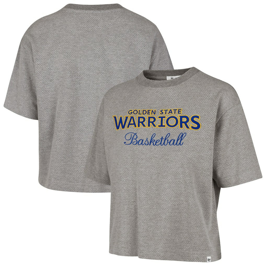 Golden State Warriors '47 Women's Pivot Drop Needle Cropped T-Shirt Gray