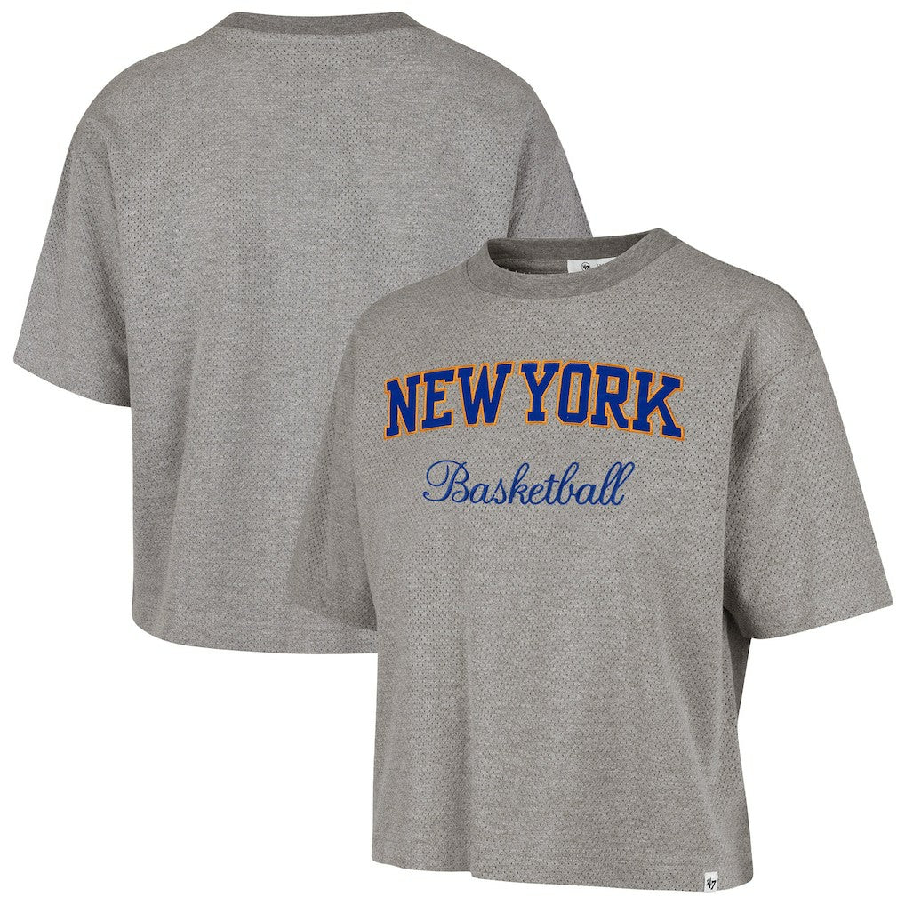New York Knicks '47 Women's Pivot Drop Needle Cropped T-Shirt Gray