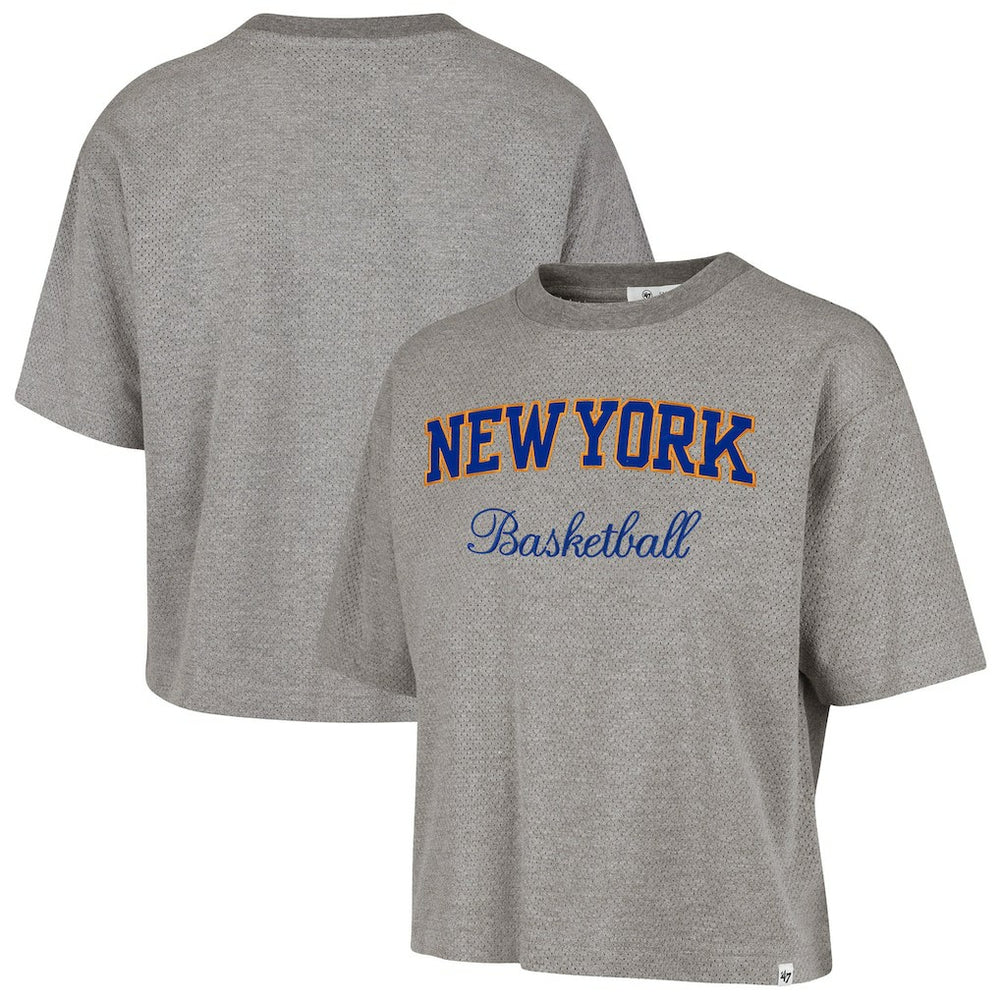 New York Knicks '47 Women's Pivot Drop Needle Cropped T-Shirt Gray