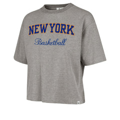 New York Knicks '47 Women's Pivot Drop Needle Cropped T-Shirt Gray