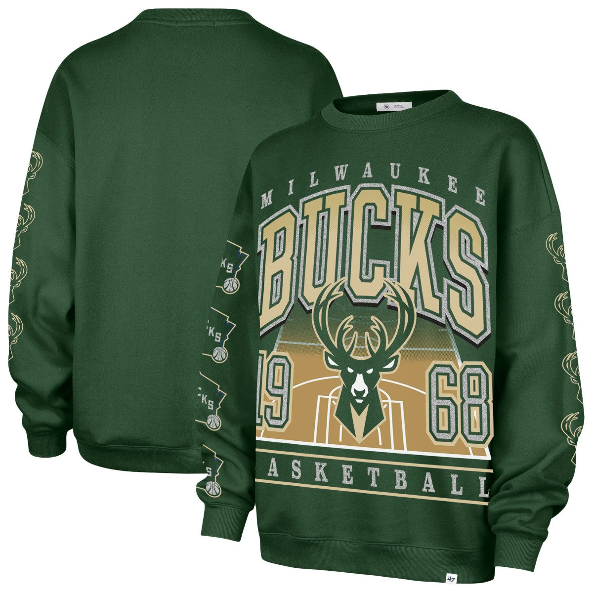 Milwaukee Bucks '47 Women's Go Big Oversized Sweatshirt Hunter Green