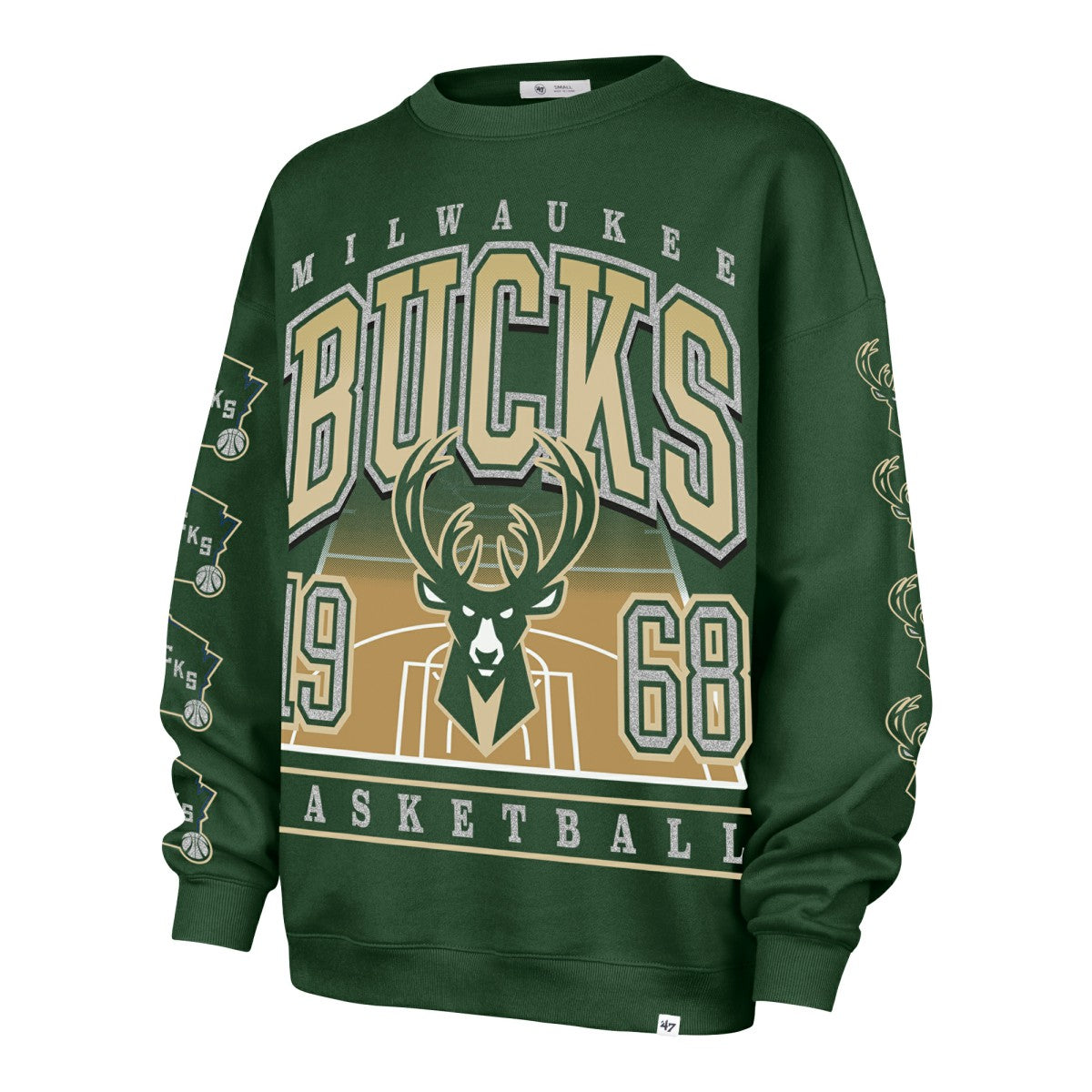 Milwaukee Bucks '47 Women's Go Big Oversized Sweatshirt Hunter Green