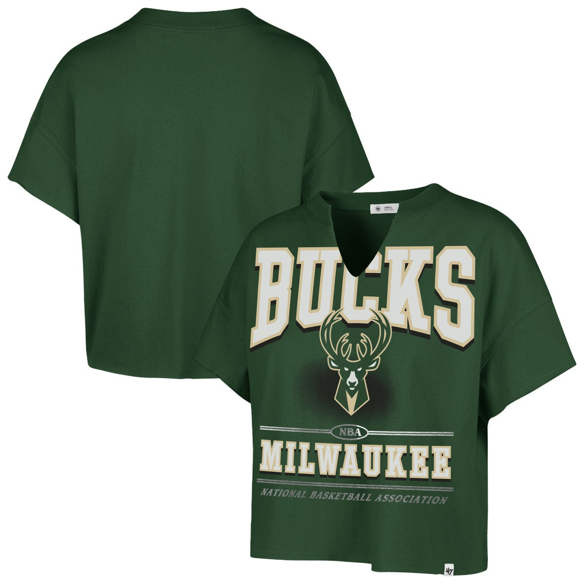 Milwaukee Bucks '47 Women's Elation Oversized Notch Neck T-Shirt Hunter Green