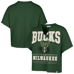 Milwaukee Bucks '47 Women's Elation Oversized Notch Neck T-Shirt Hunter Green