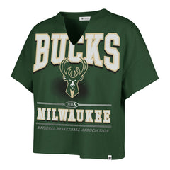 Milwaukee Bucks '47 Women's Elation Oversized Notch Neck T-Shirt Hunter Green
