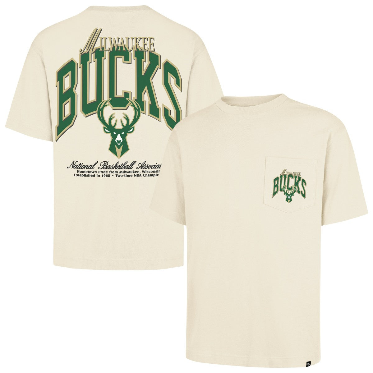 Milwaukee Bucks '47 Unisex Crossover Collection Foundation Pocket T-Shirt Cream