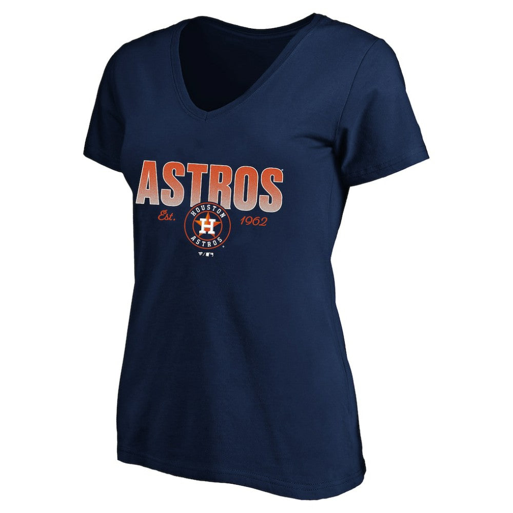 Houston Astros Profile Women's Plus Size Wordmark V-Neck T-Shirt - Navy T-shirts