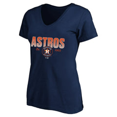 Houston Astros Profile Women's Plus Size Wordmark V-Neck T-Shirt - Navy T-shirts