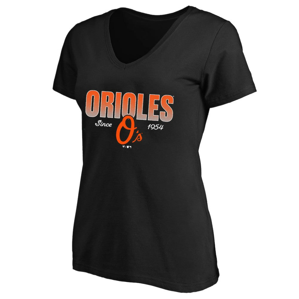Baltimore Orioles Profile Women's Plus Size Wordmark V-Neck T-Shirt - Black T-shirts