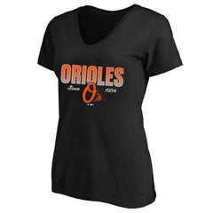 Baltimore Orioles Profile Women's Plus Size Wordmark V-Neck T-Shirt - Black T-shirts